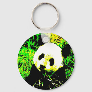 Panda Face Pop Art Keychain