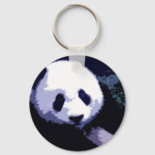 Panda Face Pop Art Keychain