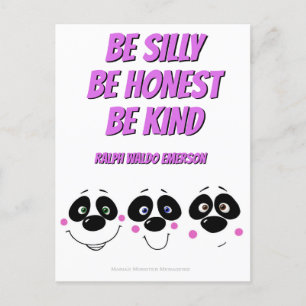 Panda Faces w/Emerson quote, postcard