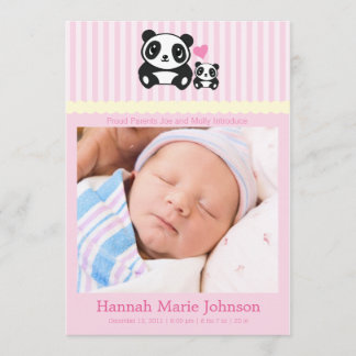 Panda Faire-part de naissance - Rose
