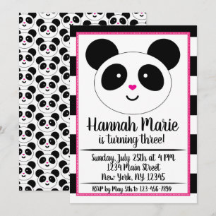 Panda fêté Anniversaire Invitation