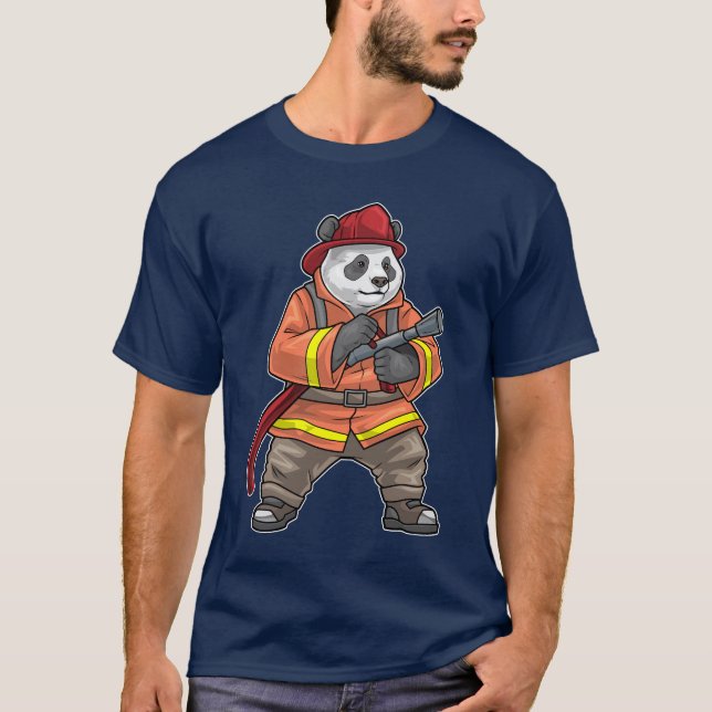 Panda Firefighter Fire hose Fire department T-Shirt (Front)