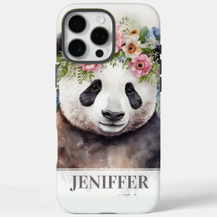 Panda Flowers Watercolor                           iPhone 16 Pro Max Case