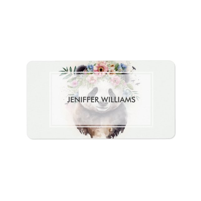 Panda Flowers Watercolor                     Label (Front)