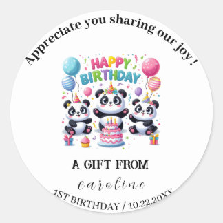 Panda  for Birthday Celebration  Classic Round Sticker