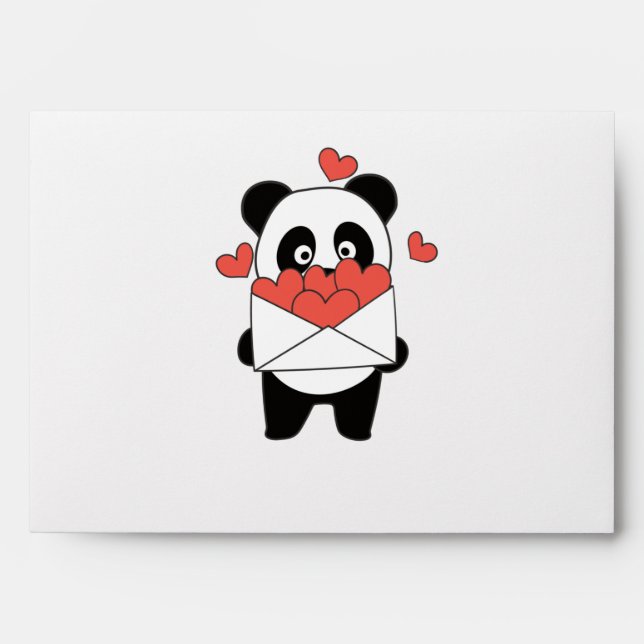 Panda For Valentine's Day Cute Animals With Hearts Envelope (Front)