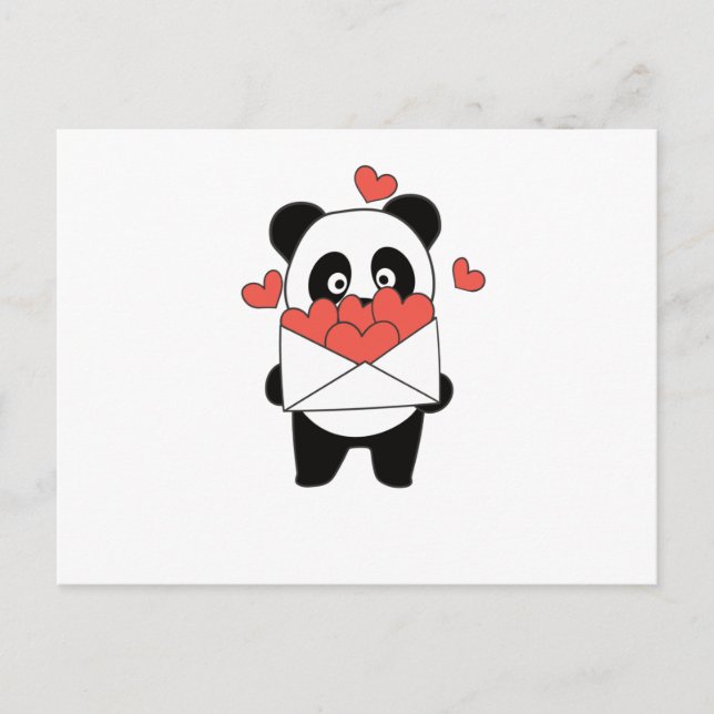 Panda For Valentine's Day Cute Animals With Hearts Postcard (Front)