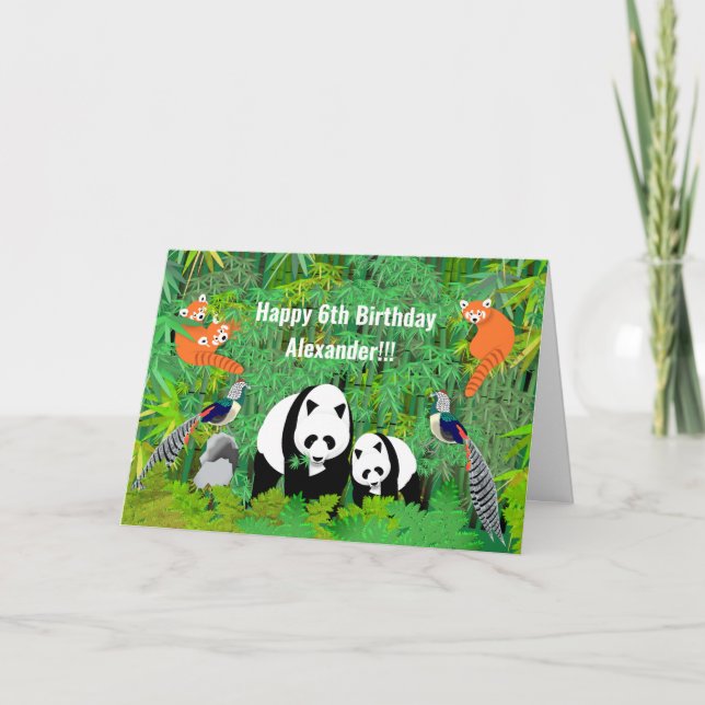 Panda & Friends in the Bamboo Forest  Card (Front)