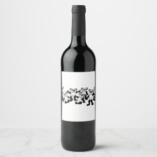 panda friends wine label