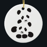 Panda Friendship Ceramic Ornament<br><div class="desc">Funny illustration panda friendship. Customizable background colour (except black).</div>