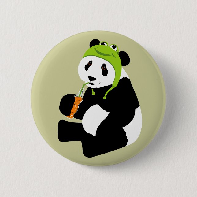Panda Frog Hat 2 Inch Round Button (Front)