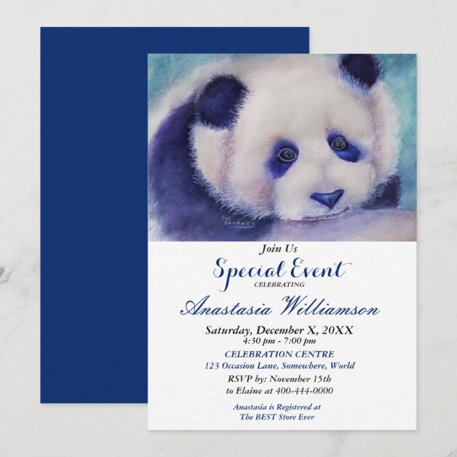 PANDA FUN PARTY INVITATION (Devant / Derrière)