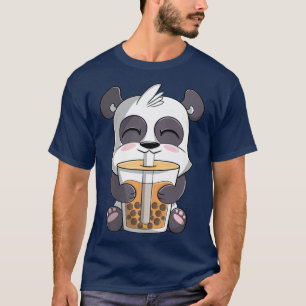panda funny cute Kawaii Anime Panda Drinking Boba  T-Shirt