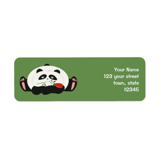 Panda Funny Romantic Cartoon Green Charming Cute Return Address Label