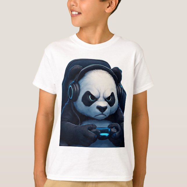 Panda Gamer Mode – Cute Gaming Art T-Shirt (Front)