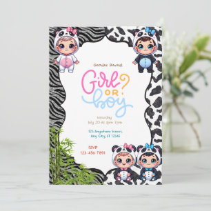 Panda Gender Reveal  Invitation