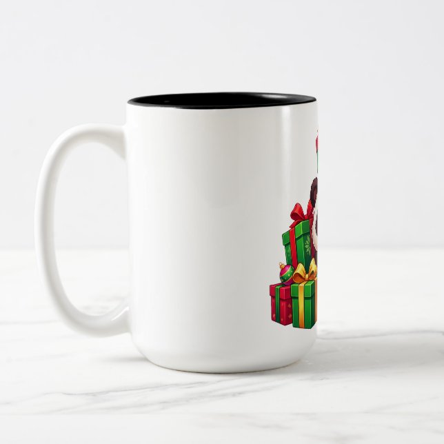 Panda Gift Stack Cheer Two-Tone Coffee Mug (Left)