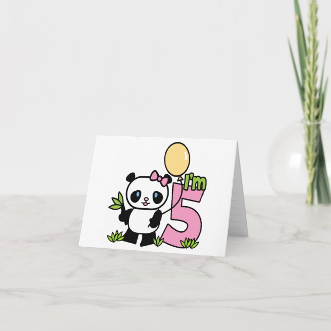 Panda Girl 5th Birthday Invitations (Front)