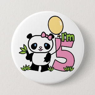 Panda Girl 6th Birthday 3 Inch Round Button