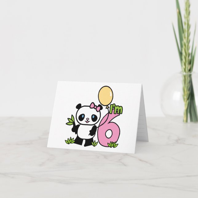 Panda Girl 6th Birthday Invitations (Front)