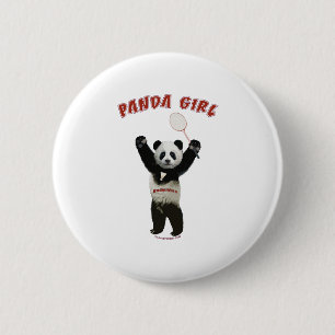 Panda Girl Badminton 2 Inch Round Button