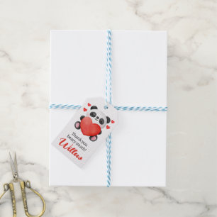 Panda Girl with Hearts Valentine First Birthday In Gift Tags