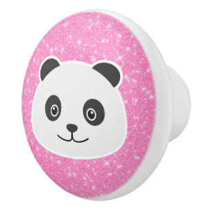 Panda Glitter Ceramic Knob