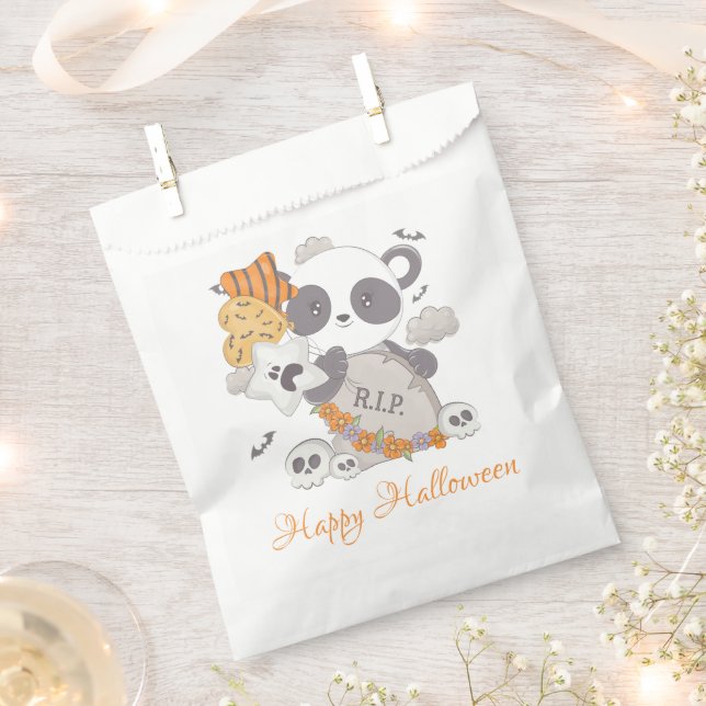 Panda Grave Rip Bats Happy Halloween Favour Bag (Clipped)