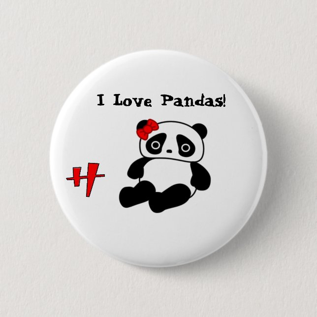 Panda, h, I Love Pandas! - Customized 2 Inch Round Button (Front)