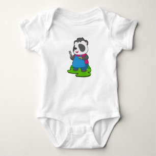 Panda Hairdresser Scissors Comb Baby Bodysuit