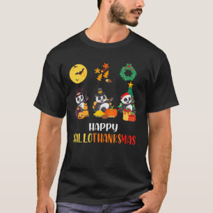 Panda Halloween Christmas Happy Hallothanksmas Pan T-Shirt