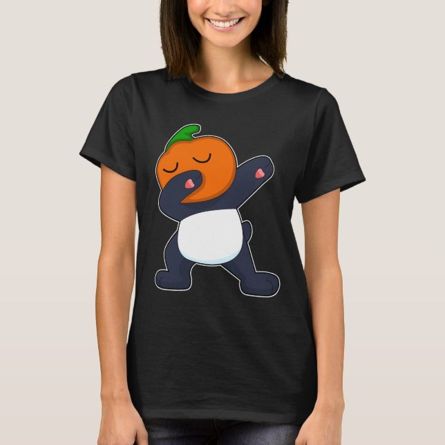 Panda Halloween Pumpkin Hip Hop T-Shirt (Front)