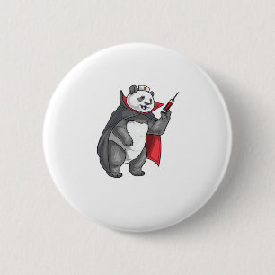 Panda Halloween Vampire Nurse Oversized T-Shirt 2 Inch Round Button