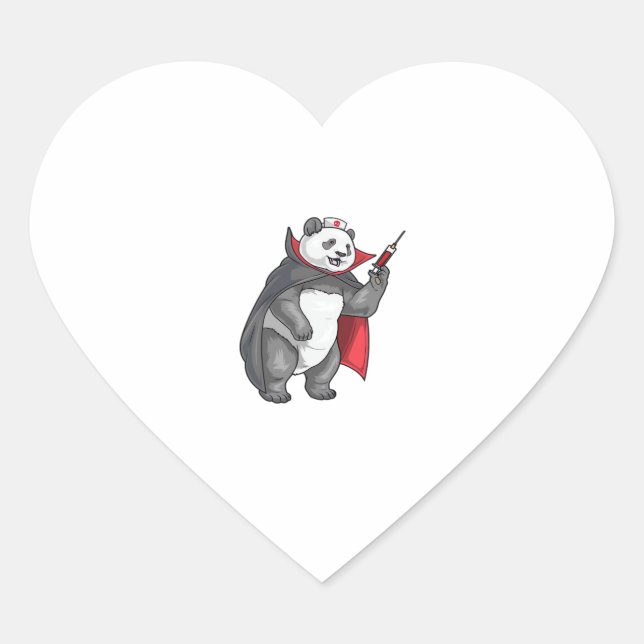 Panda Halloween Vampire Nurse Oversized T-Shirt Heart Sticker (Front)
