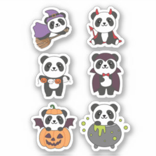 Panda Halloween Witch Devil Pumpkin Vampire