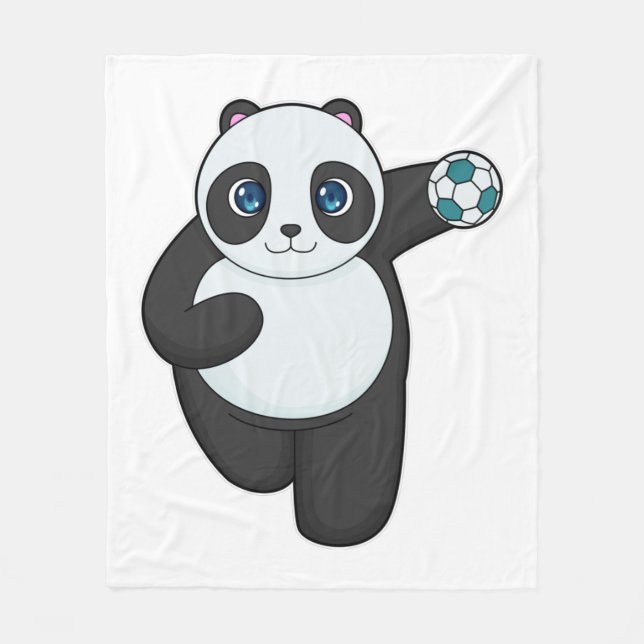 Panda Handball player Handball Fleece Blanket (Front)