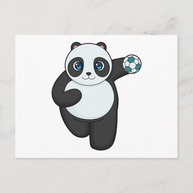 Panda Handball player Handball Postcard (Front)