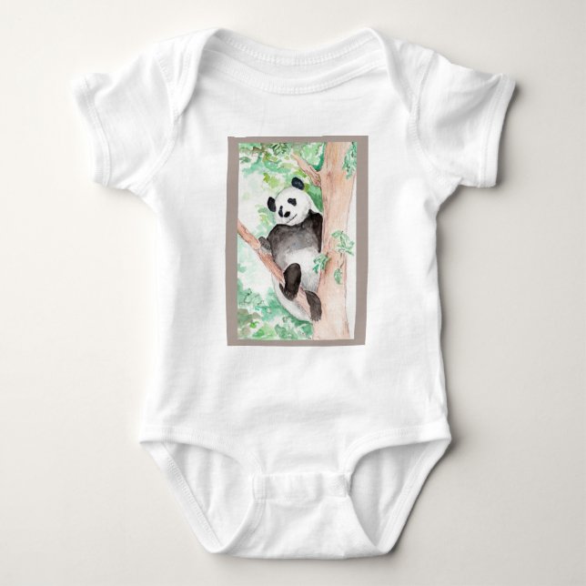 Panda, Hanging Out Baby Bodysuit (Front)