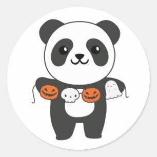 Panda Happy Halloween Pumpkin Bat Costume Classic Round Sticker