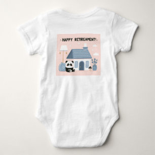 Panda happy retirement baby bodysuit