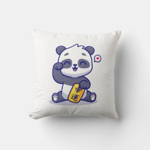 panda happy throw pillow