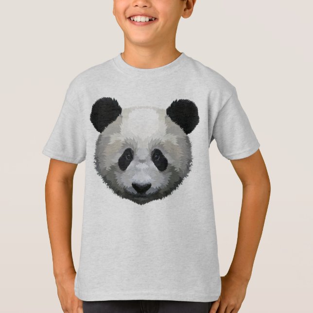 Panda Head on Geometric Pop Art Style T-Shirt (Front)