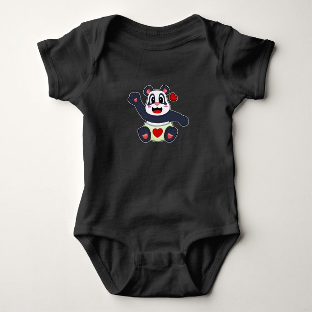 Panda Heart Baby Bodysuit (Front)