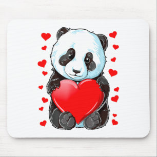 Panda Heart Valentines Day Girls Kids Women Bear T Mouse Pad