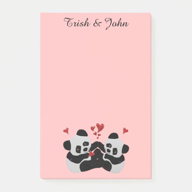 Panda Hearts Post-it® Notes (Front)