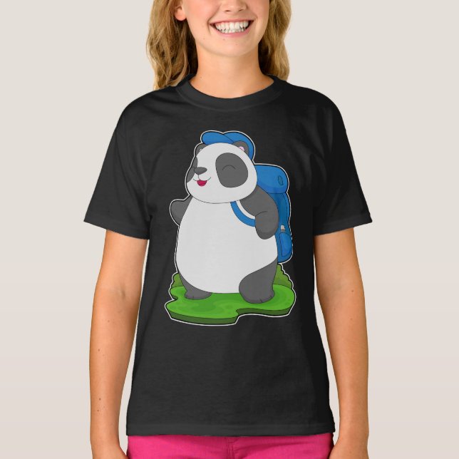 Panda Hiker Backpack T-Shirt (Front)