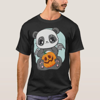 Panda Holding Pumpkin Cute Anime Bear For Hallowee T-Shirt