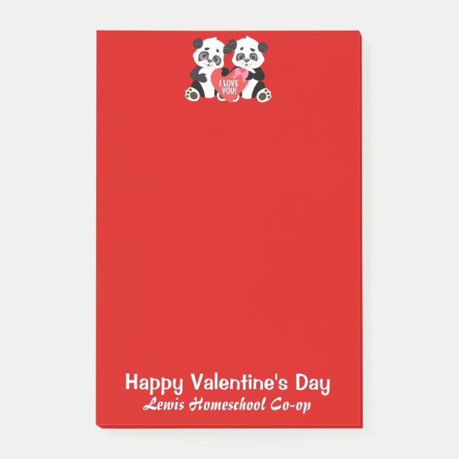 Panda Homeschool Co-op Valentine's Day Post-it Notes (Front)