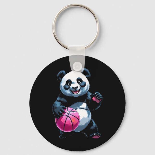 Panda Hoops - Cute Basketball Player Sticker  Keychain (Front)