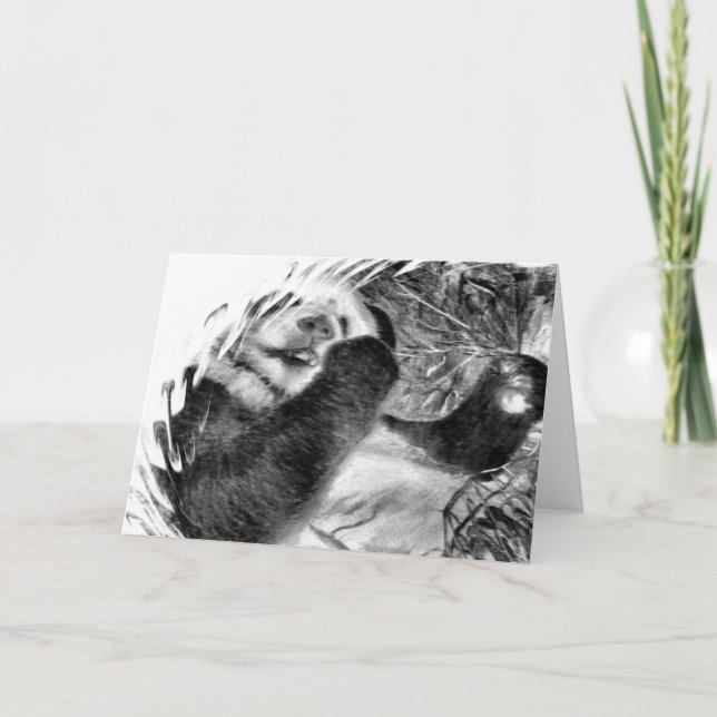 Panda Hug B&W Greeting Card (Front)